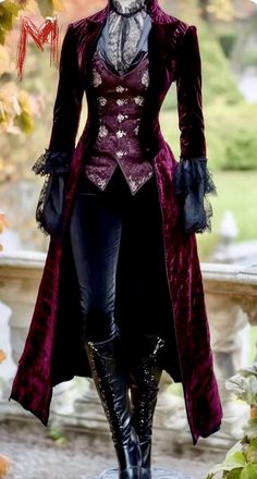 Vampire Clothes, Fantasy Dress, Fancy Outfits, Character Outfits, Costume Design, Fantasy Fashion, Gothic Fashion, Red Velvet, Vêtements Stylés