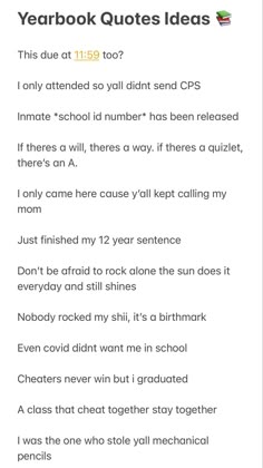 an image of a text message that reads yearbook quotes ideas on the bottom right hand corner