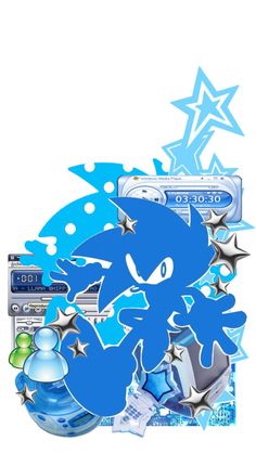 an image of a blue cartoon character with stars around it