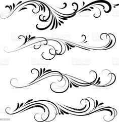 an ornate set of swirls and scrolls in black on white royaltyvectore