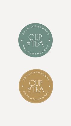 two tea labels with the words cup of tea on them