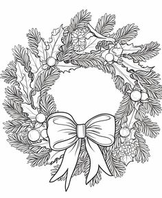 a christmas wreath with bows and pine cones on the top, surrounded by holly branches