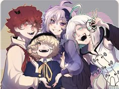 some very cute anime characters posing for a picture