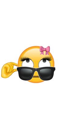 a yellow emoticon with sunglasses and a bow on it's head, holding up