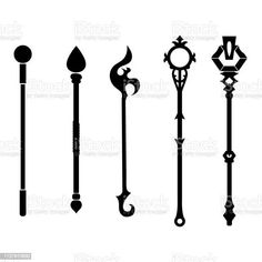 the silhouettes of different types of street lights