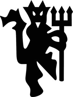 a black and white silhouette of a demon with an arrow in his hand, on a white background
