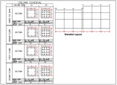 the floor plan for an apartment building with two floors and three windows, in red