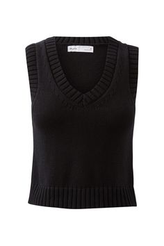 Sixth Form Outfits, Black Knitted Vest, Sleeveless Jumper, Black Vest, Black Aesthetic, Knit Vest, Womens Clothing Sizes, Black Sleeveless, Black Knit