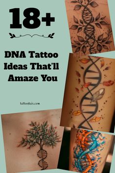 some tattoos that are all different colors and designs