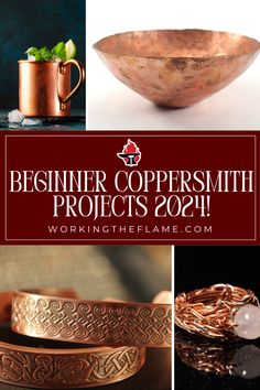 copper bowls and cups with the words begin copper smith projects