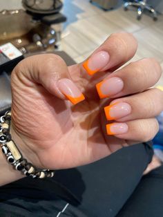 Nails Summer Orange, Orange French Tip, Orange Acrylic Nails, Orange Boxes, Orange Nails, Funny Short Clips, Summer Nails, Acrylic Nails, Nail Art