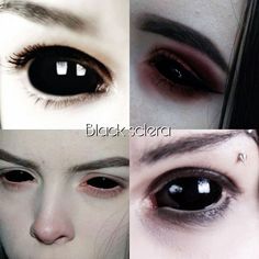 Eye Color Ideas For Oc, Eye Colour Black, Void Eyes, Sharp Pupils, Full Black Eyes, All Black Pupils, Black Eyes Color, Demon Eye Color, Black Iris Eye