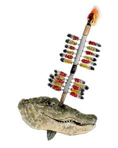 a drawing of an alligator's toothbrush sticking out of it's mouth