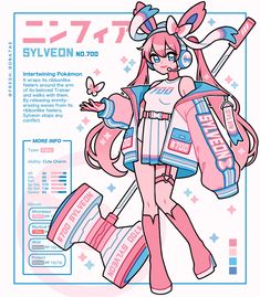 an anime character with pink hair and headphones, holding a large bag in her hands