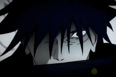 an anime character with black hair staring at the camera