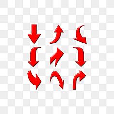 red arrows pointing in different directions on a white background, arrow, direction, line png and psd