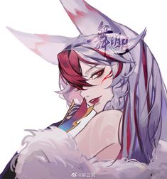 an anime character with long hair and ears