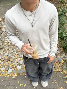 Casual Shirt Outfit, Waffle Knit Outfit Men, Boyfriend Outfit Ideas Men, Mens Clothing Styles Casual, Short Sleeve Over Long Sleeve Outfits Men, Beige Shirt Outfit, Henley Shirt Outfit Men, Long Sleeve Men, Henley Shirt Men's Outfits