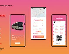the mobile app design is designed to look like a bus