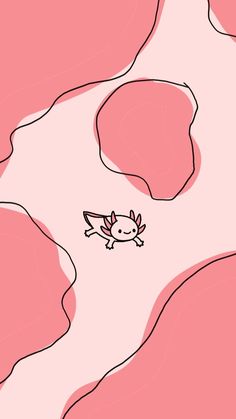 a pink and white background with an image of a small animal in the middle of it