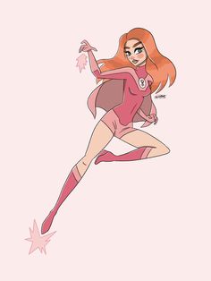 a woman in pink is flying through the air