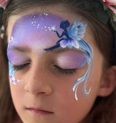 Facepaint Fairy, Fairy Face Paint Easy For Kids, Easy Fairy Face Paint, Fairy Face Painting Ideas, Face Paint Fairy, Face Painting Fairy, Face Paint Full Face, Simple Fairy Face Paint, Wings Face Paint