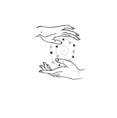 two hands reaching for each other with stars in the middle