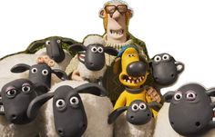 a group of cartoon sheep standing next to each other in front of a white background