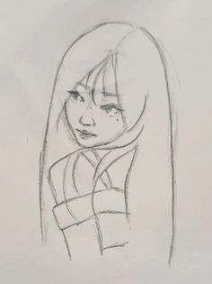 a drawing of a woman with long hair