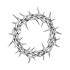 a black and white drawing of a crown of thorns