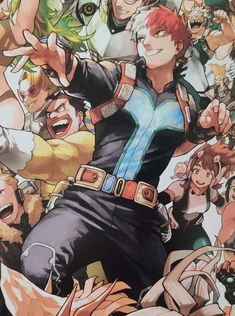 an anime character surrounded by many other characters