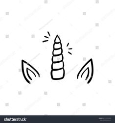 an unicorn's face drawn in black and white