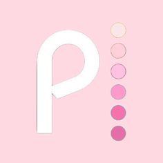 the letter p is surrounded by different colored circles on a pale pink background with white letters