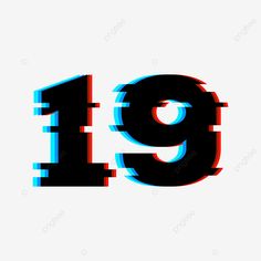 the number nineteen nine with blue and red lines on it's side, which is also