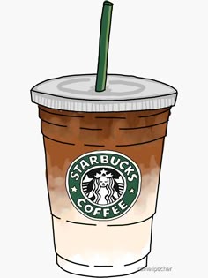 a starbucks cup with a green straw in it