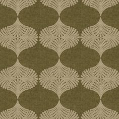 Fabric in Medium Scale Boho Ogee In Ecru On Dark Green Moss Linen Burlap Texture