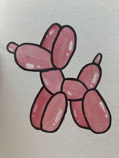 a drawing of a pink teddy bear on white paper