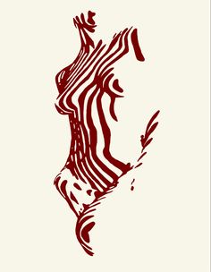a stylized drawing of a woman's body in red ink