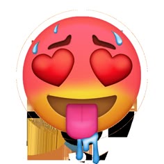 an emoticive smiley face with hearts on it's eyes and tongue sticking out