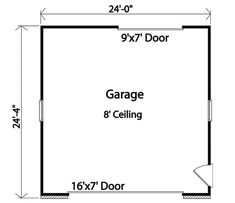 the garage floor plan is shown with measurements