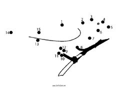 an airplane is flying through the air with numbers on it and dots in the sky