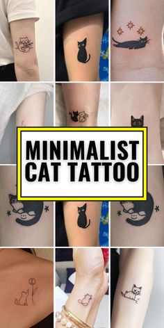 Cat Tattoo Designs Minimalist, Small Cat Tattoo Ideas Simple, Minimalist Cat Tattoo Simple, Small Cat Tattoo Designs, Cat Tattoo Ideas Minimalist, Cute Cat Tattoo Small Simple, Simple Cat Tattoo For Men, Small Cat Tattoos For Women, Simple Cat Tattoos