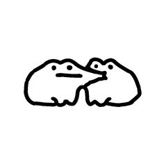 two bears are facing each other with their noses close to one another in the same line