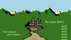 an old - school computer game with a castle on the top and a quote about it