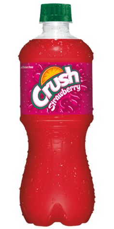 crush strawberry soda bottle on white background
