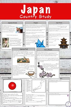 the japanese country study is shown with pictures and information for students to use in their class