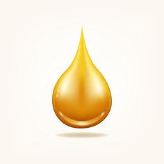 a drop of yellow liquid on a white background