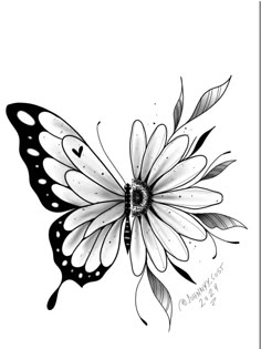 a black and white drawing of a butterfly