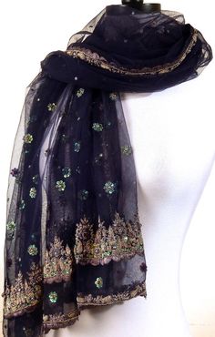 Midnight Blue Shawl Blue Beaded Wrap Indian Scarf by MiriTextiles, $50.00 Blue Shawl Dupatta For Festivals, Blue Shawl-style Dupatta For Festive Occasions, Blue Dupatta Shawl For Festivals, Elegant Evening Blue Dupatta, Blue Festive Shawl Dupatta, Elegant Blue Shawl With Dupatta, Festival Blue Shawl Dupatta, Blue Festival Shawl Dupatta, Elegant Blue Shawl-style Dupatta