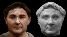 a man's head is shown next to an image of a busturine